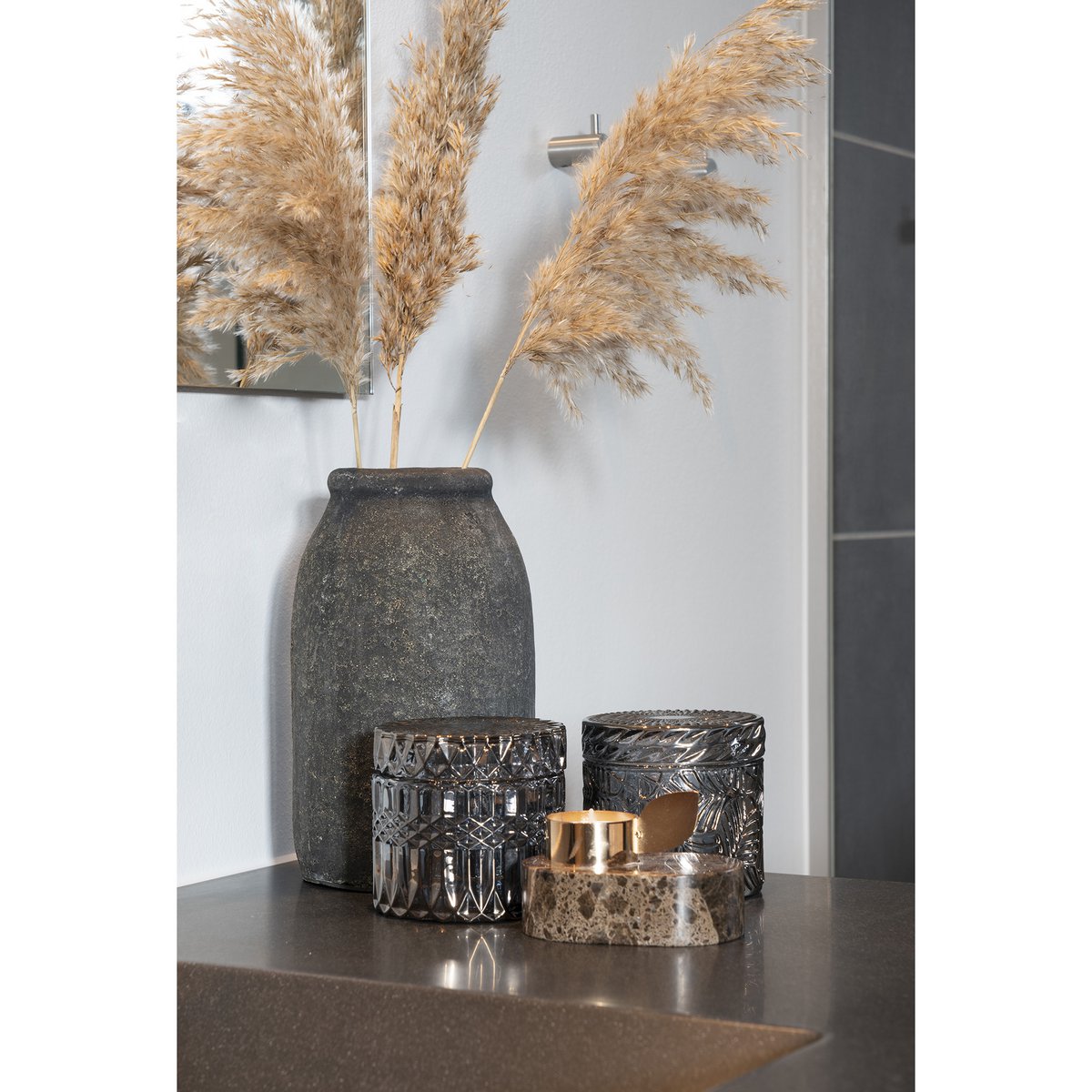Pots décoratifs en verre fumé – Lot de 2