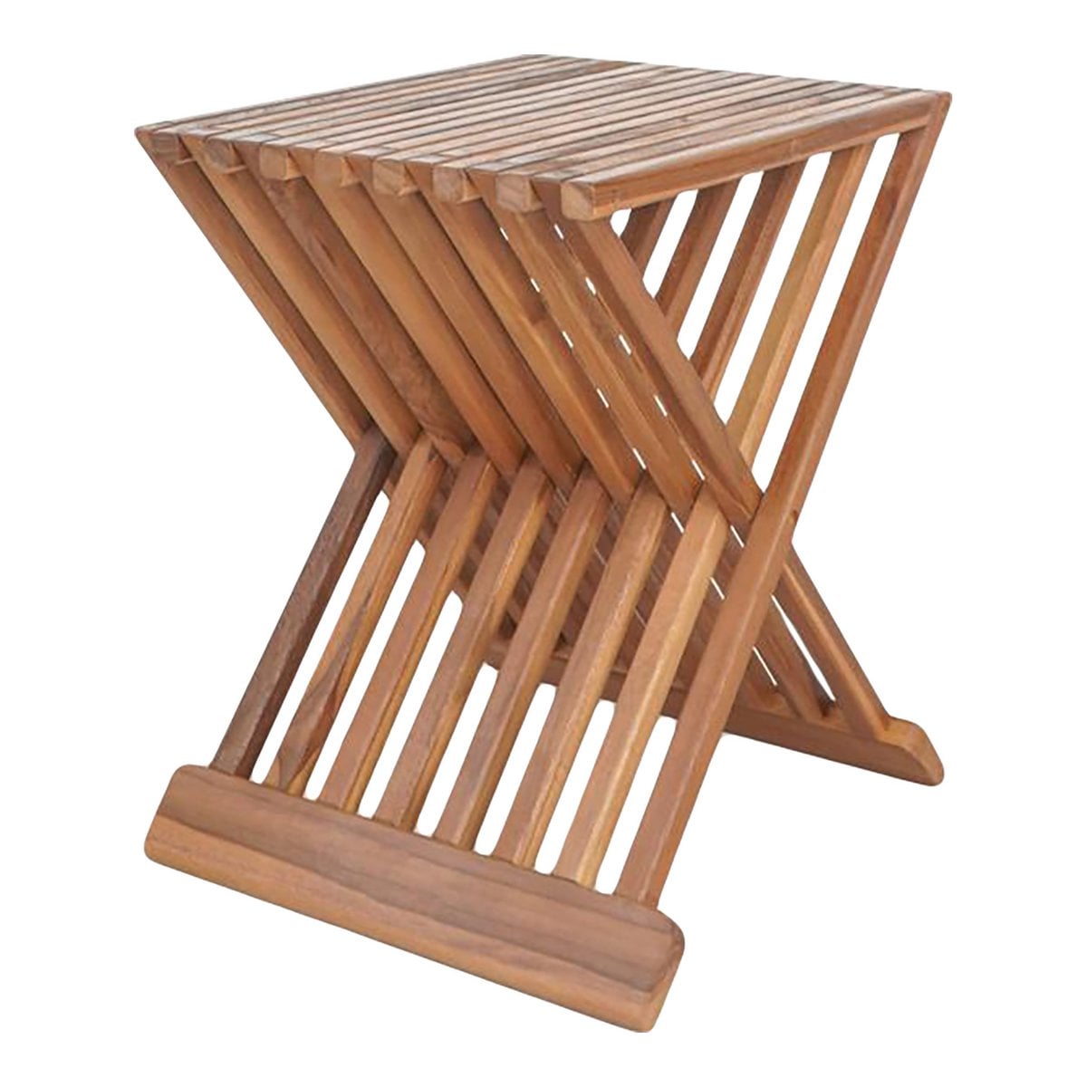 Tabouret Pliant Erto - Teck Naturel, 40x35x45 cm