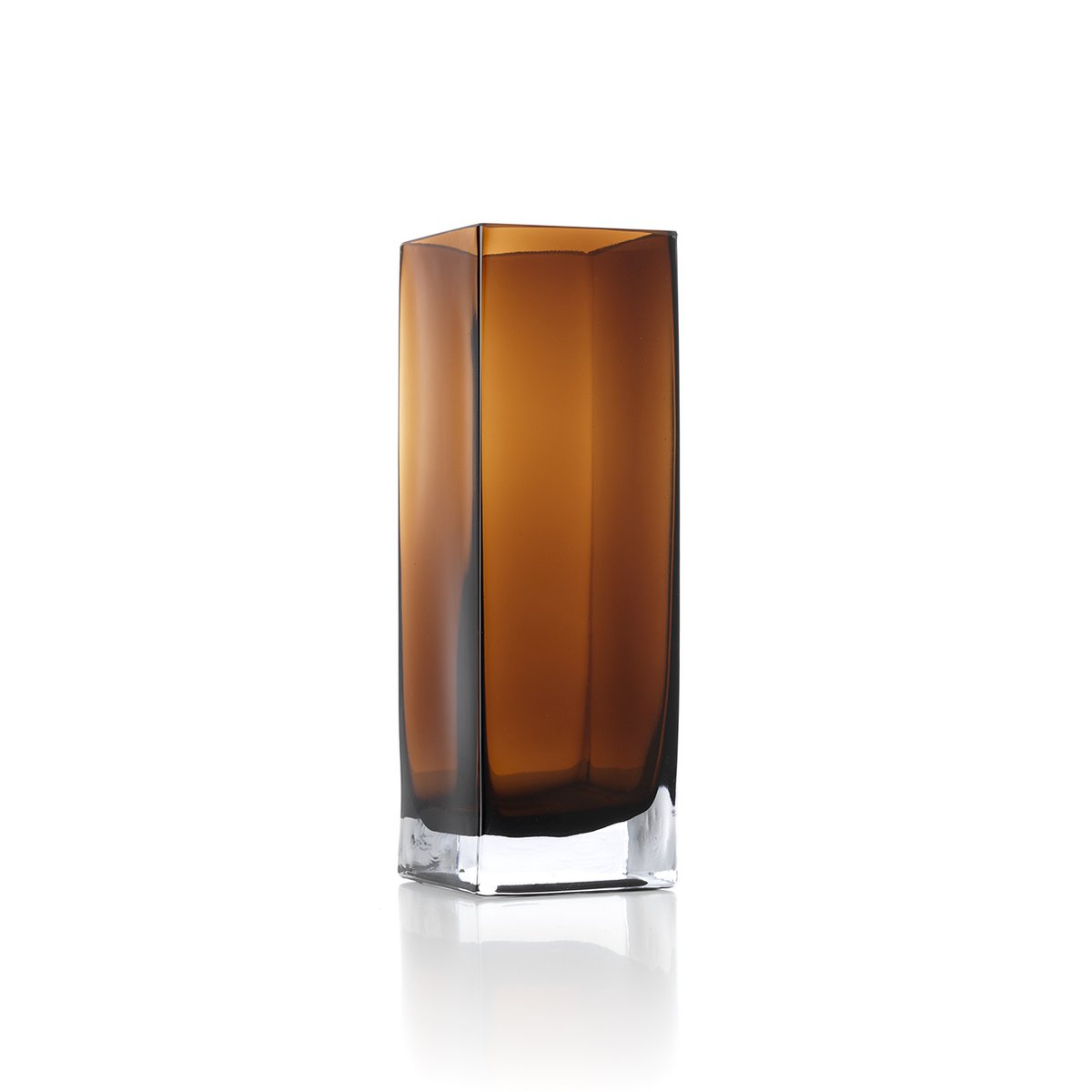 Vase Cuboïde Ambre L en verre ambré – 30 cm