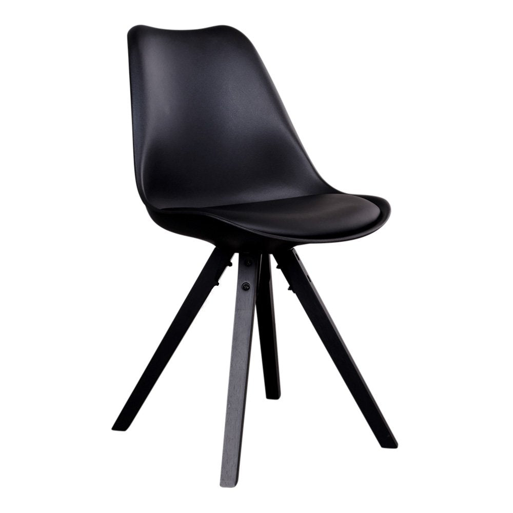 Chaise de salle à manger Bergen – Cuir PU noir & bois noir (lot de 2)