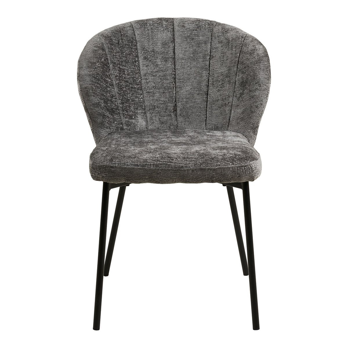 Chaise de salle à manger Roanne, gris, pieds noirs, HN1319 - Lot de 2