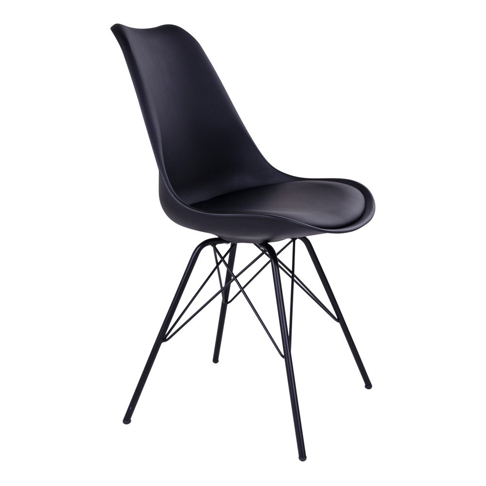 Chaise de salle à manger Oslo – Cuir PU, plastique moulé, métal, noir – Lot de 2