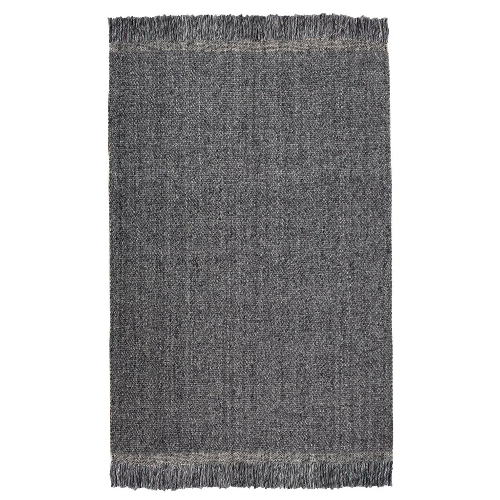 Tapis Kulti Gris en laine mélangée à franges 120 × 170 cm