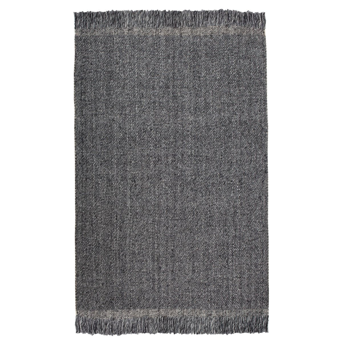 Tapis Kulti Gris en laine mélangée à franges 120 × 170 cm