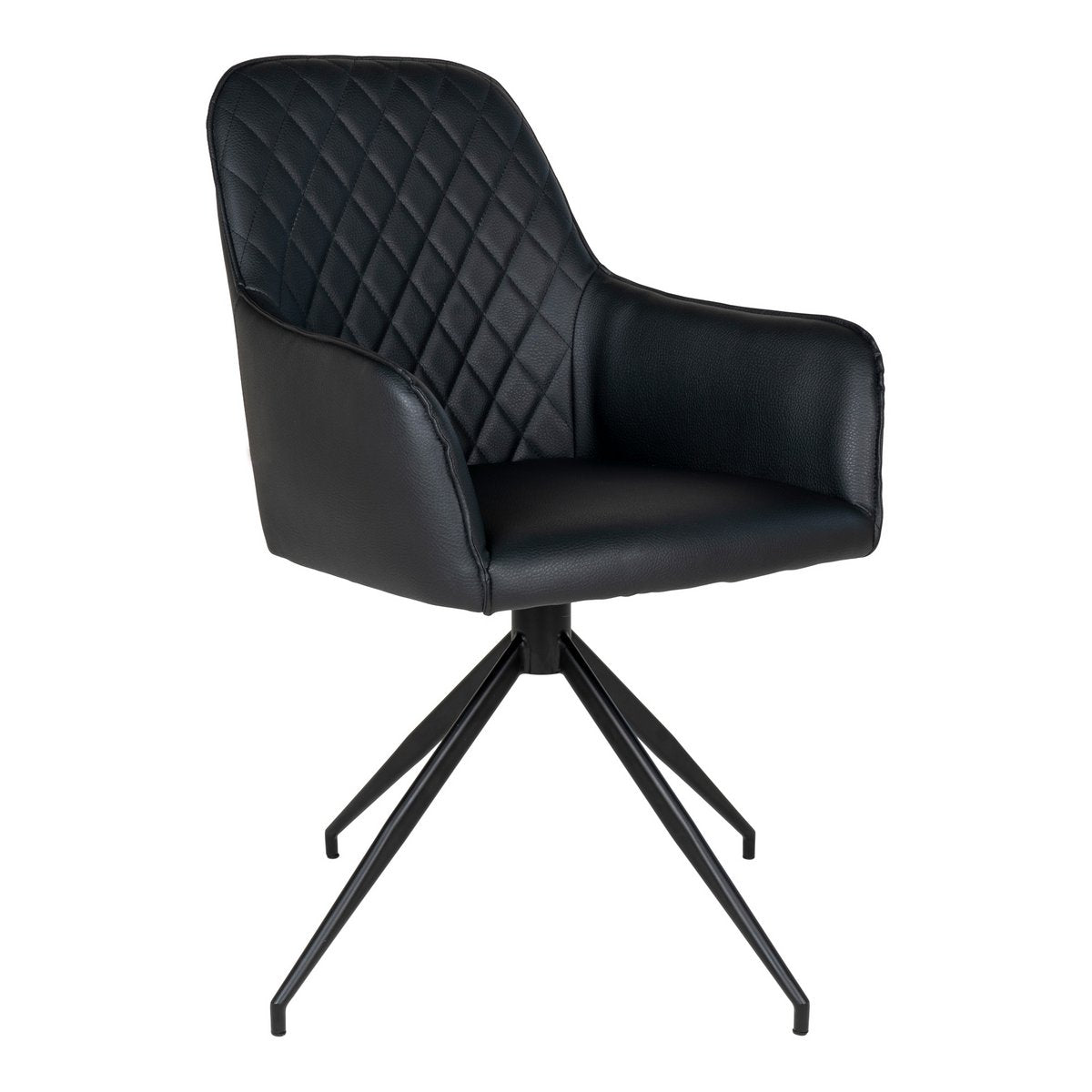 Chaise de salle à manger pivotante Harbo - Noir, cuir PU, pieds en métal noir