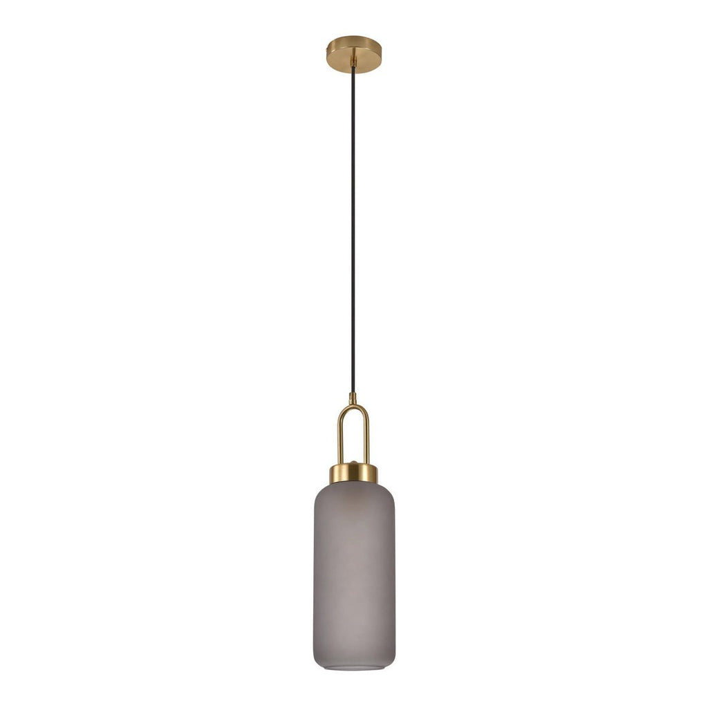 Suspension Luton - Laiton, Verre Fumé Mat, Ø13 cm, Cordon Tissu 150 cm