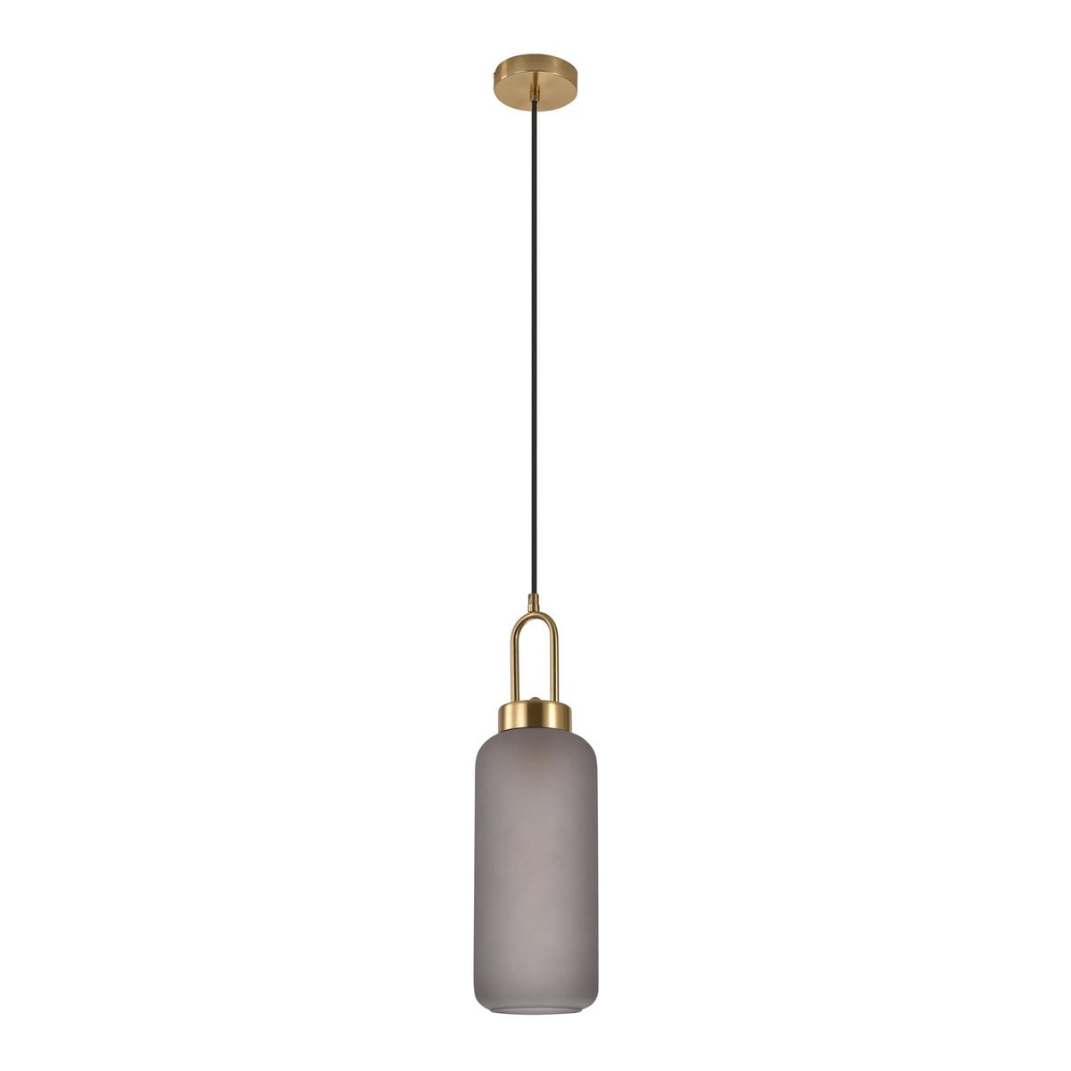 Suspension Luton - Laiton, Verre Fumé Mat, Ø13 cm, Cordon Tissu 150 cm