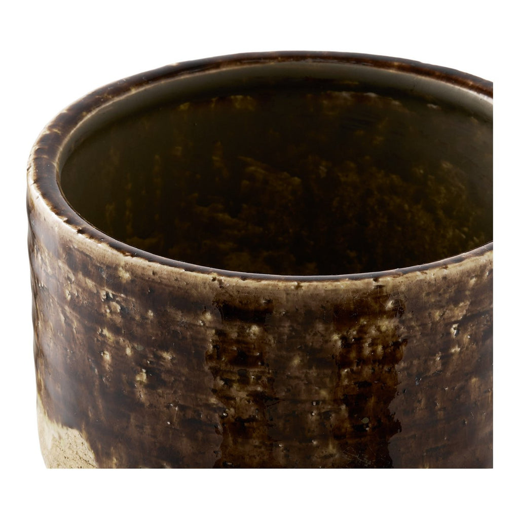 Pot de fleurs en céramique marron Ø 16,5 × H 12,5 cm