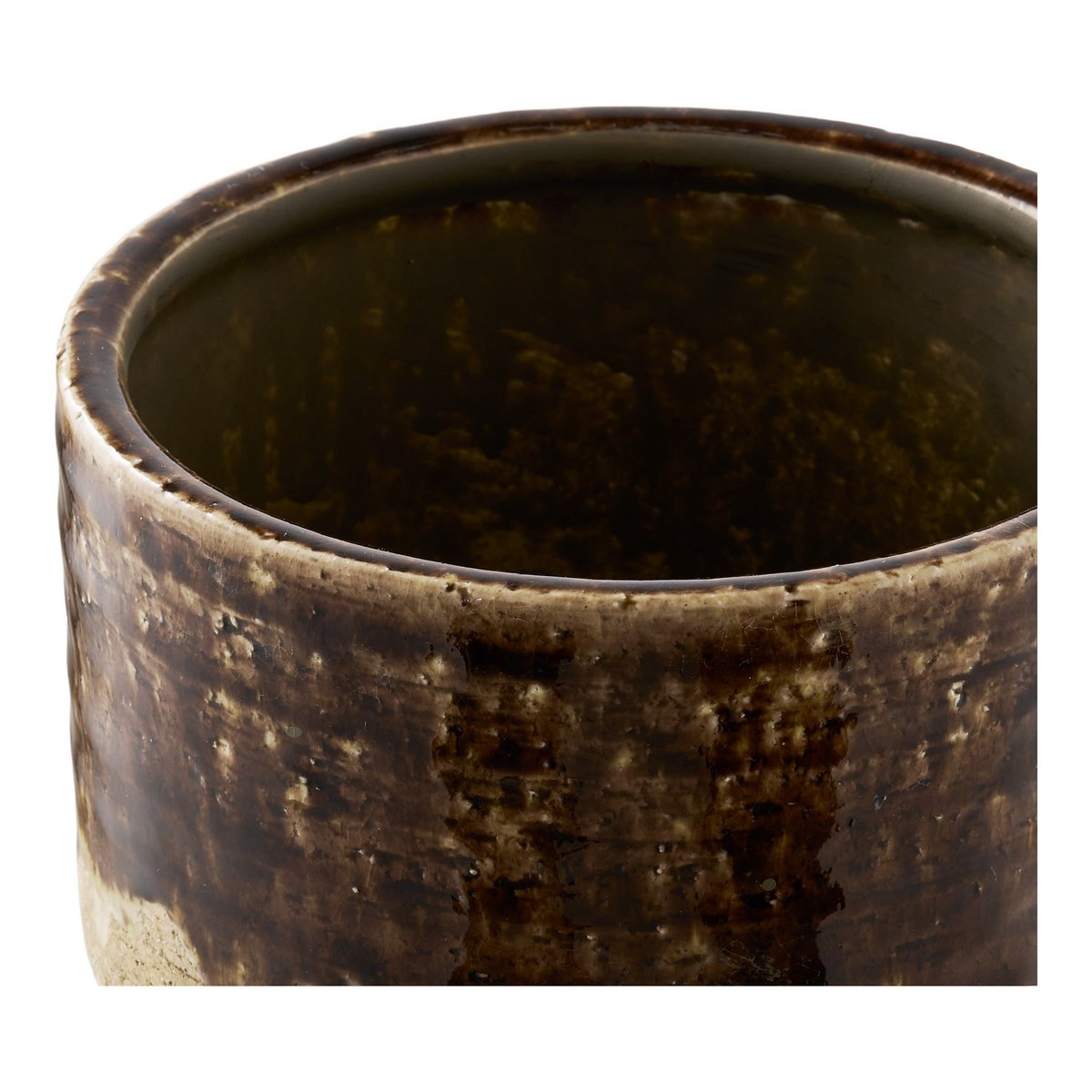 Pot de fleurs en céramique marron Ø 16,5 × H 12,5 cm