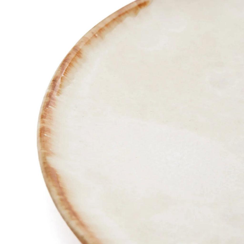 Assiette à dîner en grès Cascais – Blanc Bord Terre Brûlée – L | Bazar Bizar