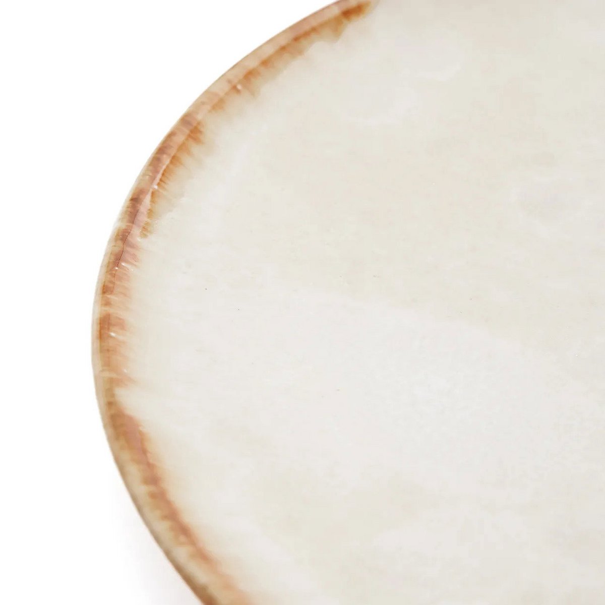 Assiette à dîner en grès Cascais – Blanc Bord Terre Brûlée – L | Bazar Bizar