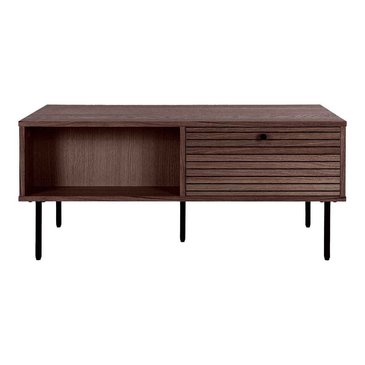 Table basse Kyoto – Chêne fumé & métal noir