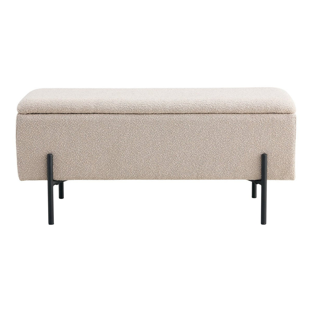 Banc coffre Watford – Bouclé beige & pieds métal noir