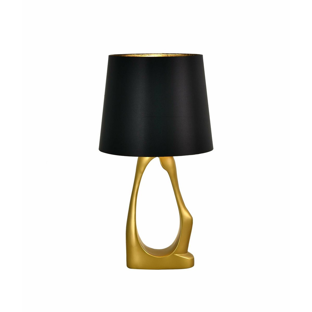 Lampe à poser Leva – Doré et noir – Abat-jour satiné