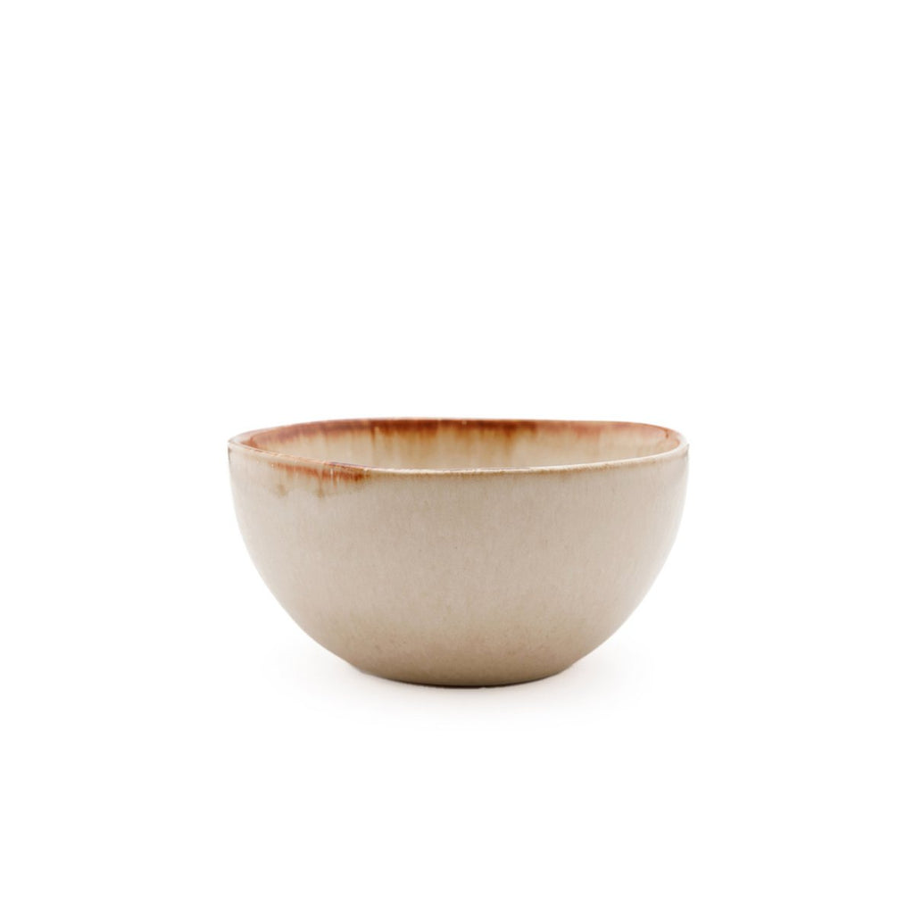 Bol à sauce en grès Cascais – Blanc Bord Ambré – S | Bazar Bizar