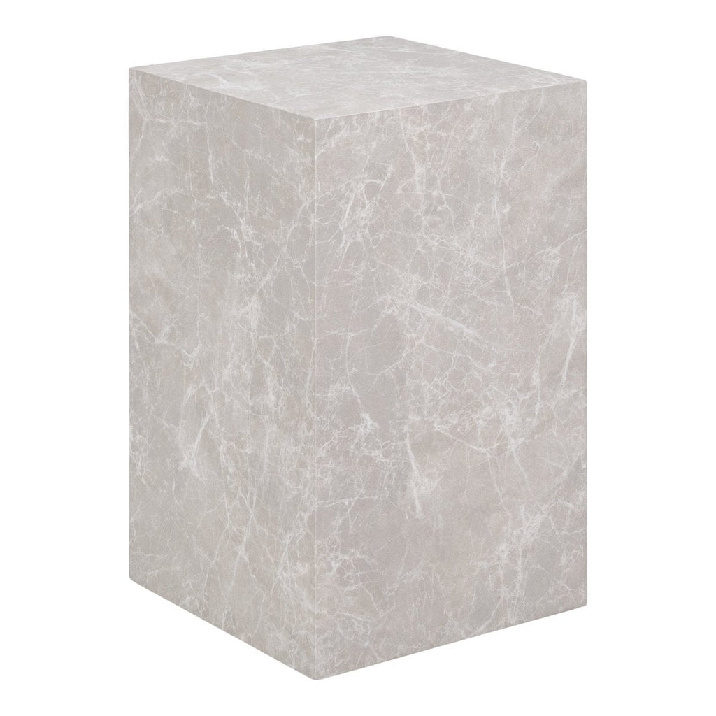 Table d'Appoint Prague - Aspect Marbre Beige & Bois, 30x30x50 cm