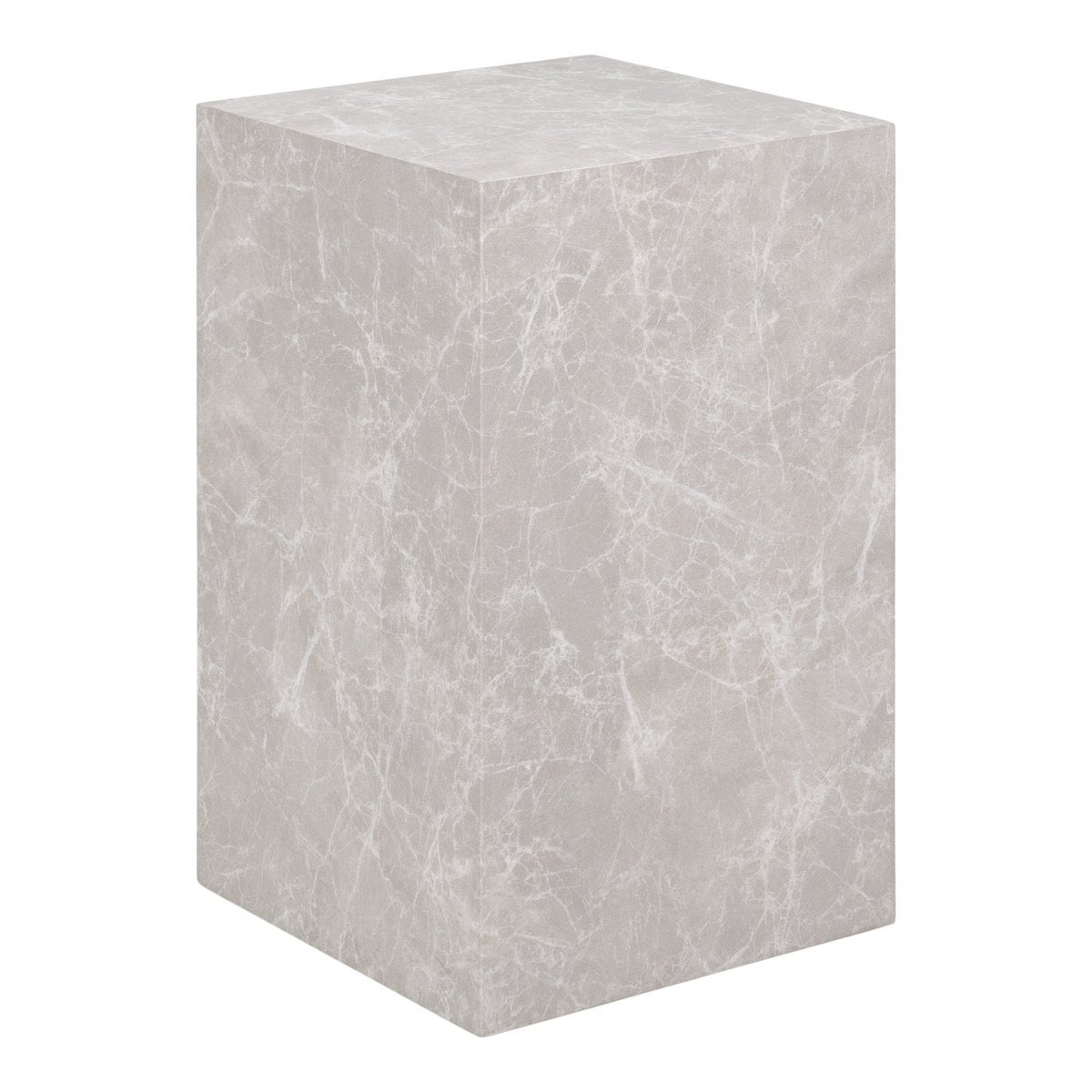 Table d'Appoint Prague - Aspect Marbre Beige & Bois, 30x30x50 cm