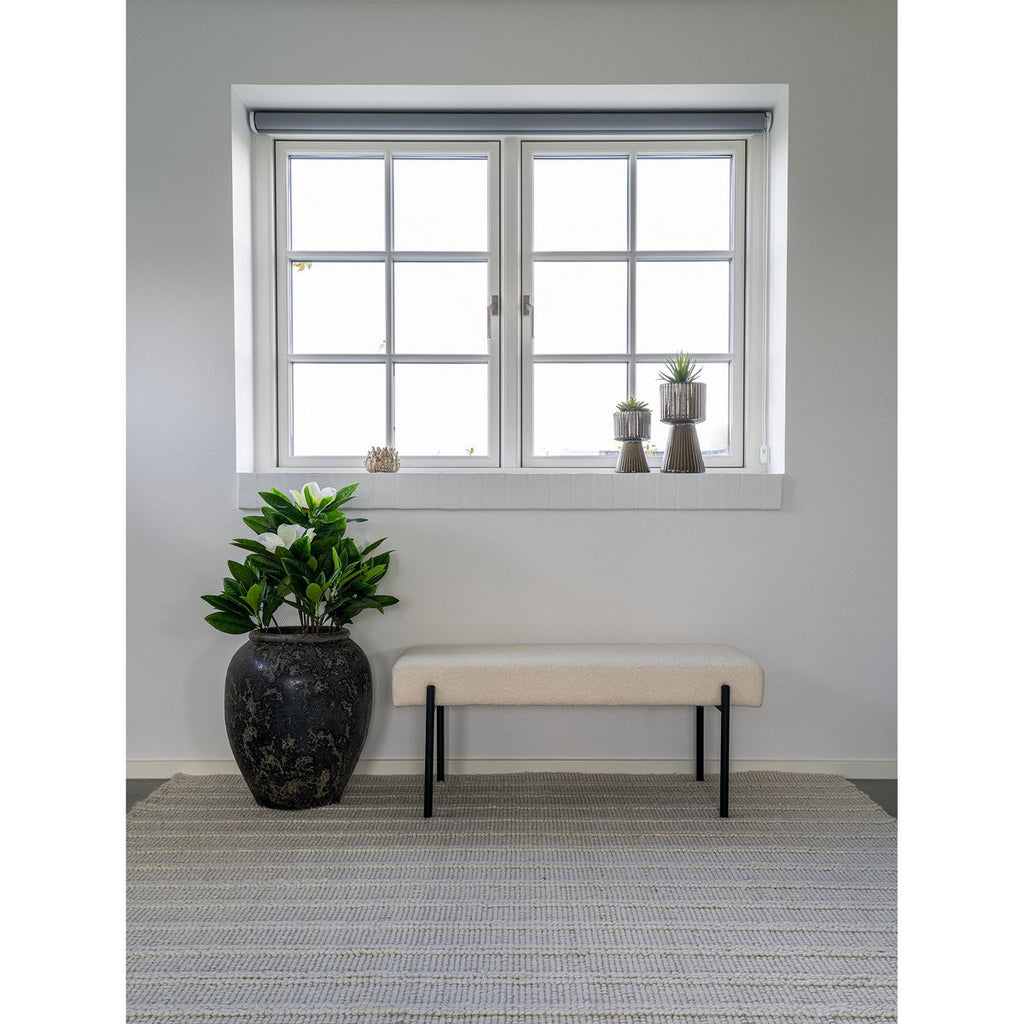 Banc Swindon - Bouclé Blanc, 100x36x42,5cm