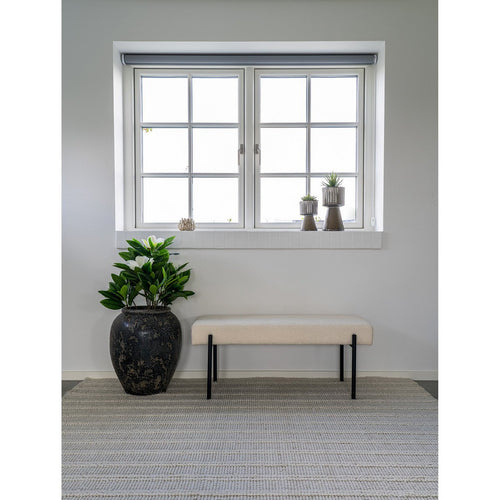 Banc Swindon - Bouclé Blanc, 100x36x42,5cm