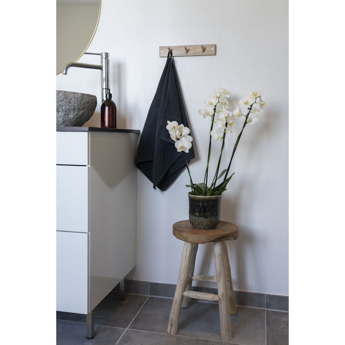 Tabouret Badia - Teck, Naturel - Ø30x45 cm