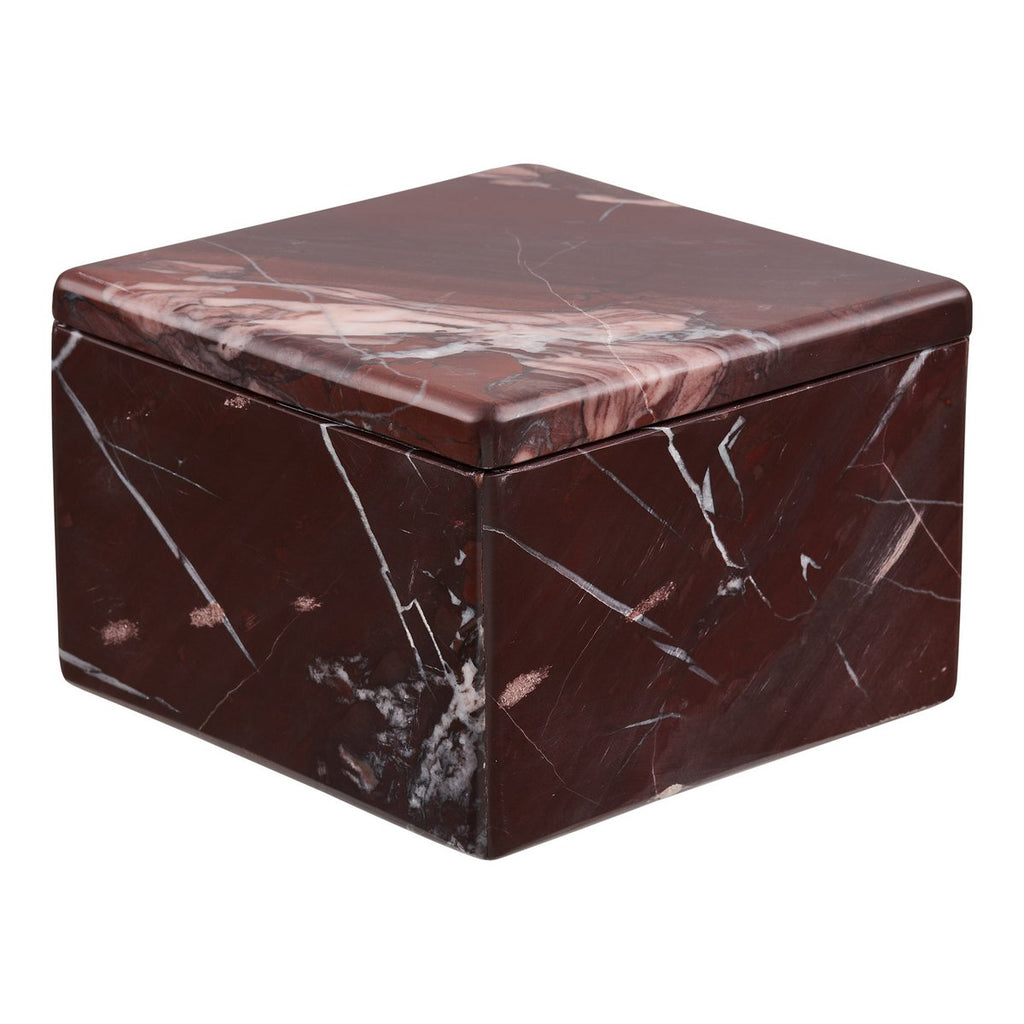 Pot décoratif en marbre rouge châtaigne 12 × 12 × 8 cm