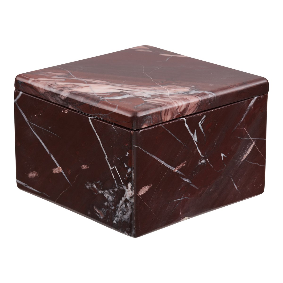 Pot décoratif en marbre rouge châtaigne 12 × 12 × 8 cm