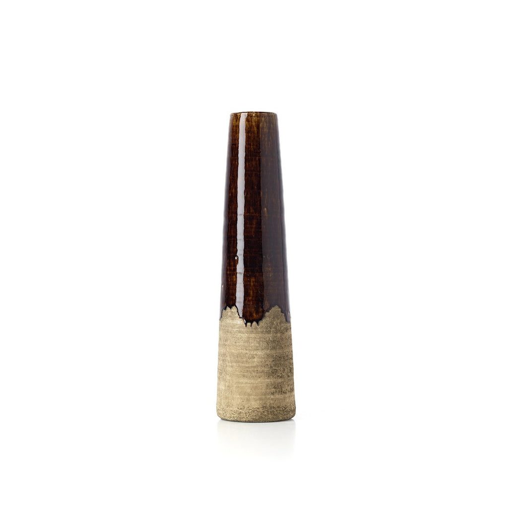 Vase conique en grès Ambre – Brun Béton – M | Bazar Bizar