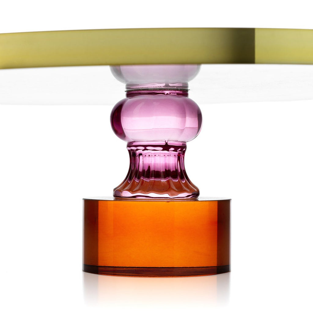 Présentoir à gâteau en verre recyclé Gemstone – Ambre Rose Or | Bazar Bizar
