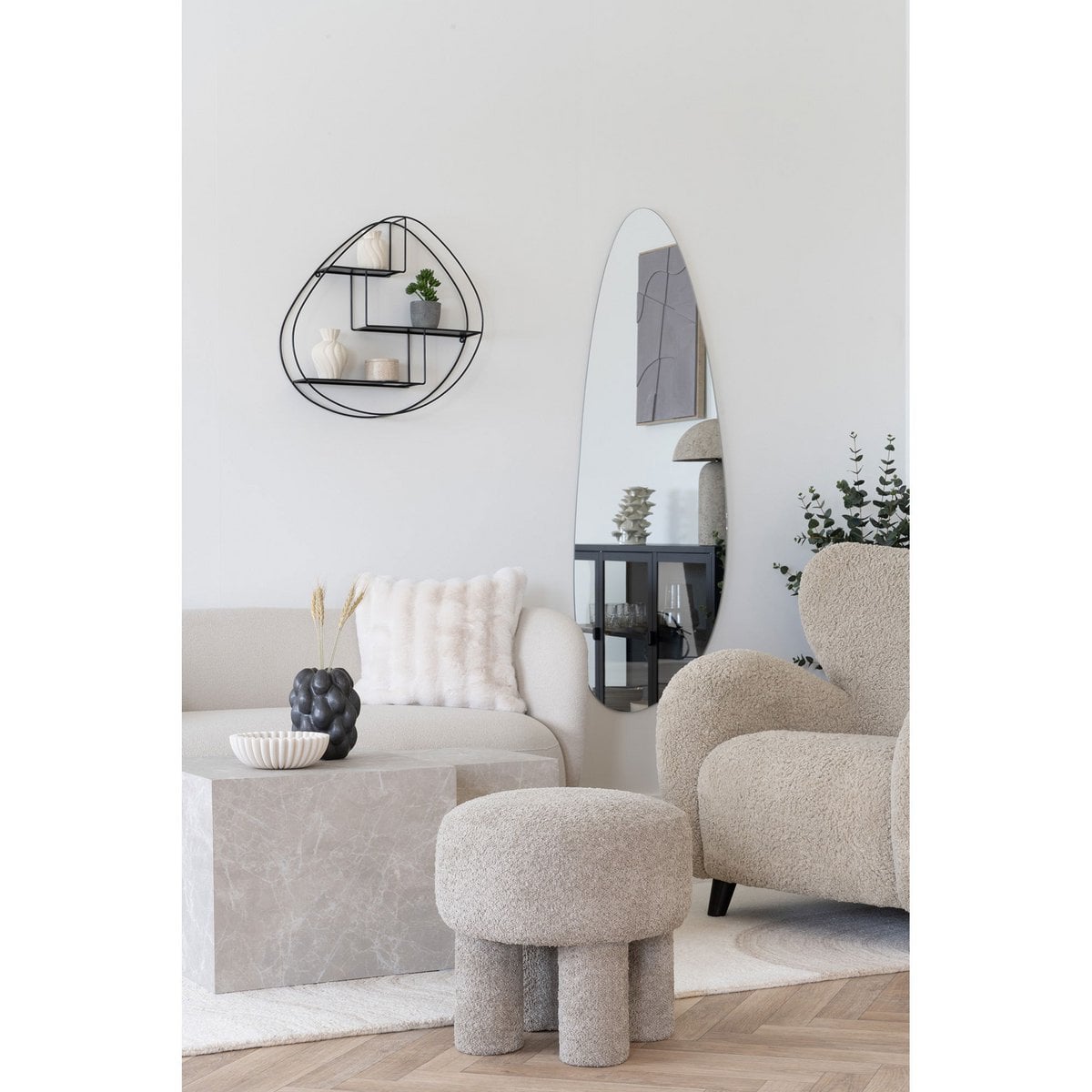 Pouf Canberra - Gris Clair, Ø43x43 cm