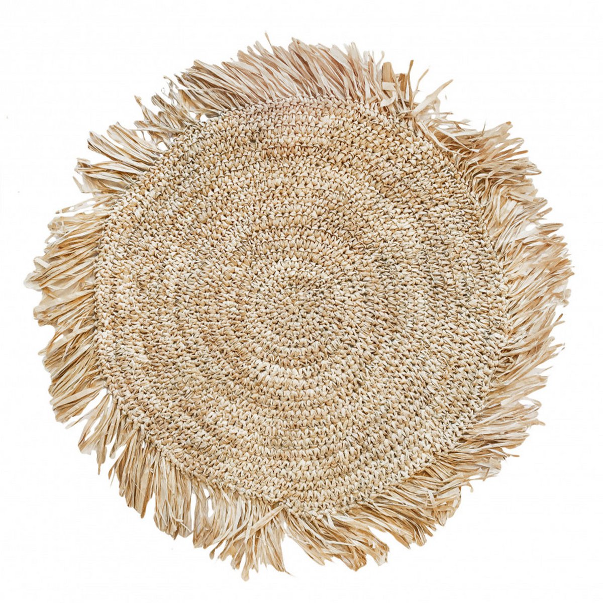 Set de table rond en raphia à franges – Naturel – ×45cm | Bazar Bizar