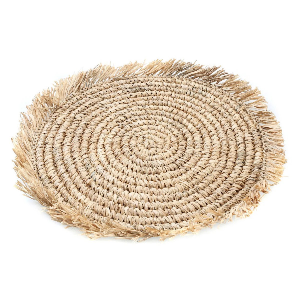 Set de table rond en raphia à franges – Naturel – ×45cm | Bazar Bizar