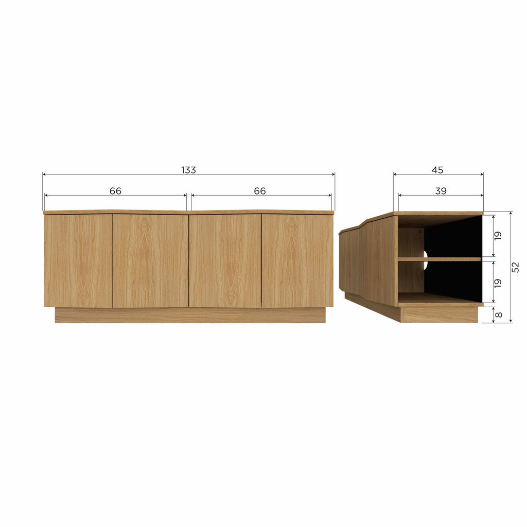 ZUMA MEUBLE TV 133 CM PLACAGE DE FRENE TRANSPARENT [fsc]