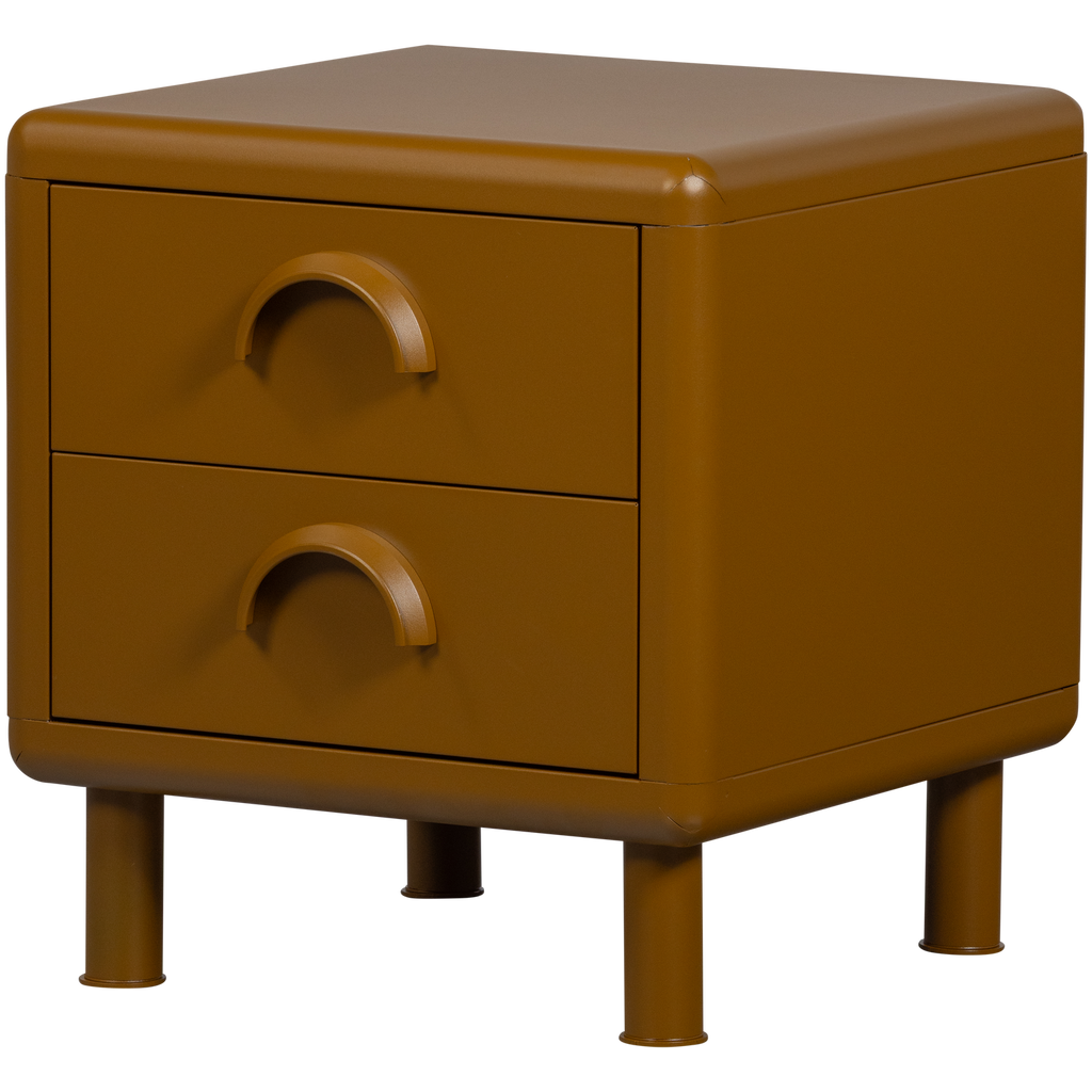 RUNE COMMODE/ TABLE DE CHEVET 2 TIROIRS METAL JAUNE MIEL