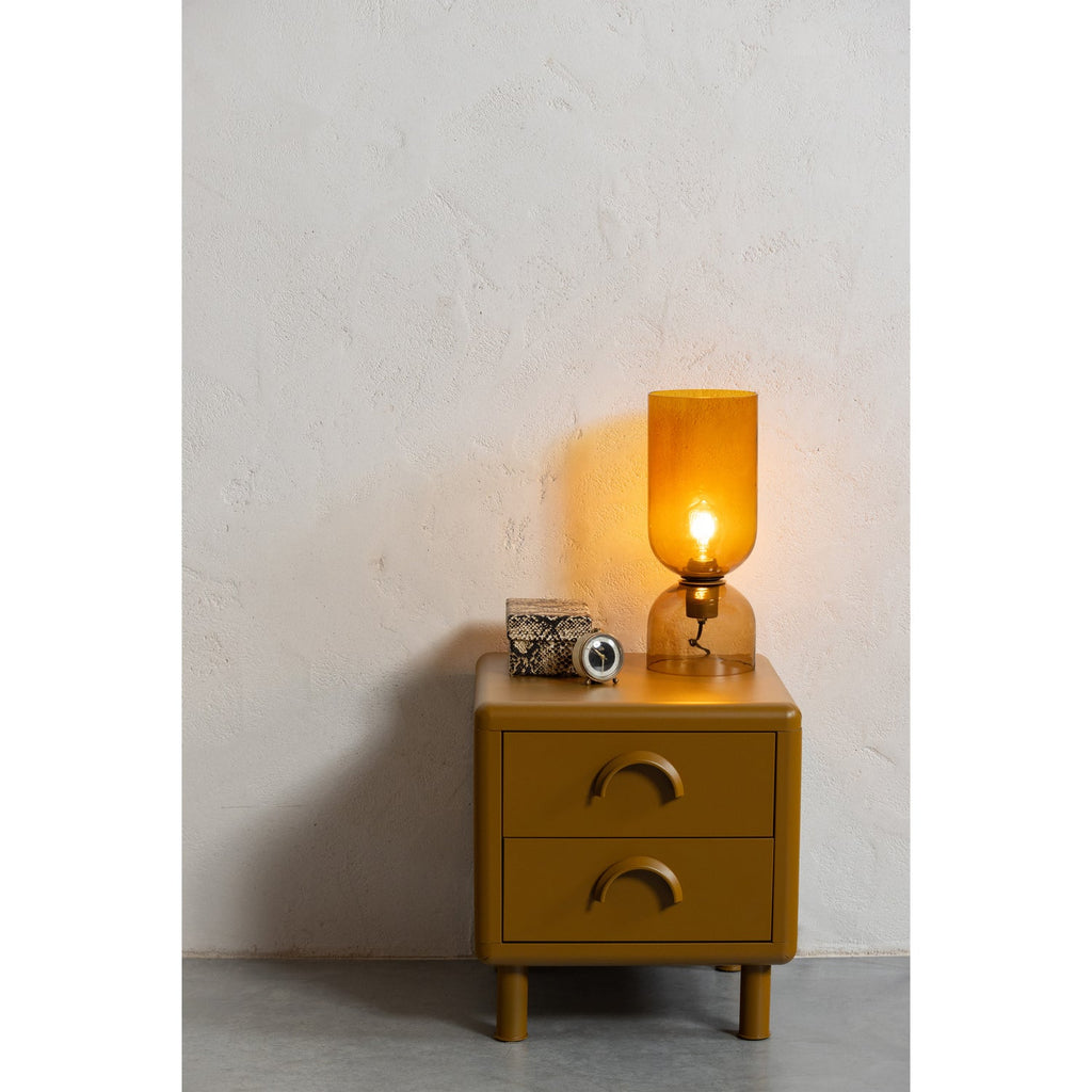 RUNE COMMODE/ TABLE DE CHEVET 2 TIROIRS METAL JAUNE MIEL