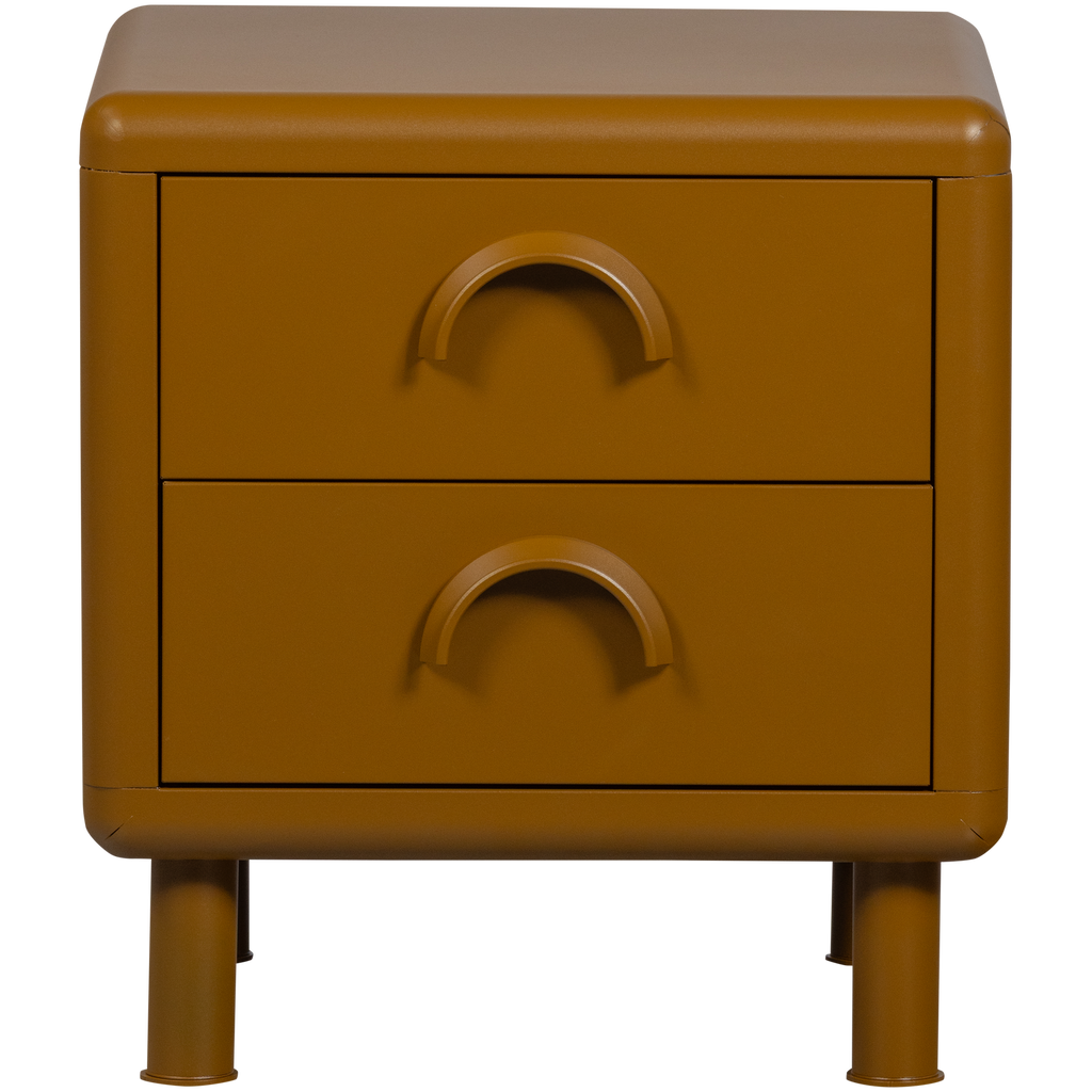 RUNE COMMODE/ TABLE DE CHEVET 2 TIROIRS METAL JAUNE MIEL