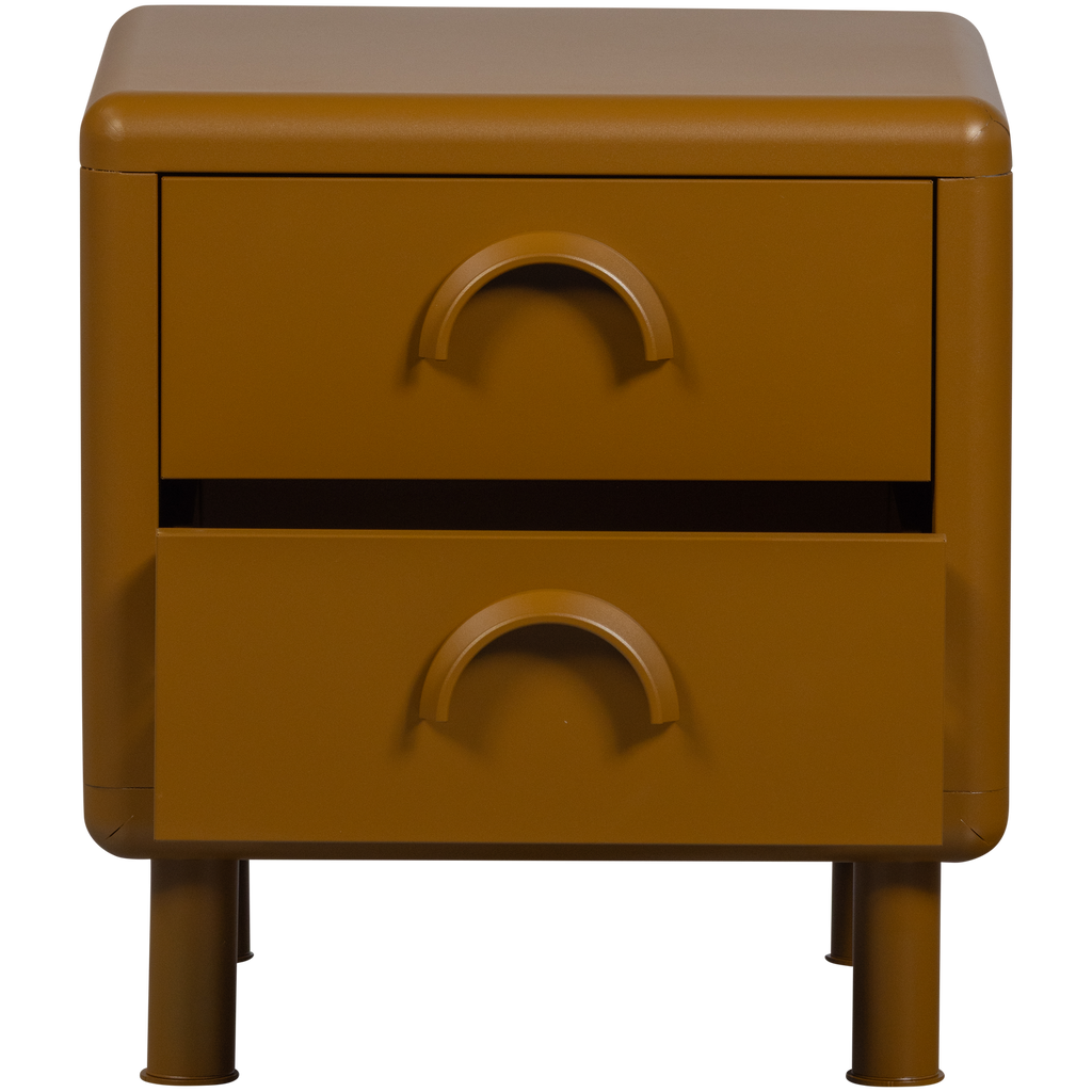 RUNE COMMODE/ TABLE DE CHEVET 2 TIROIRS METAL JAUNE MIEL