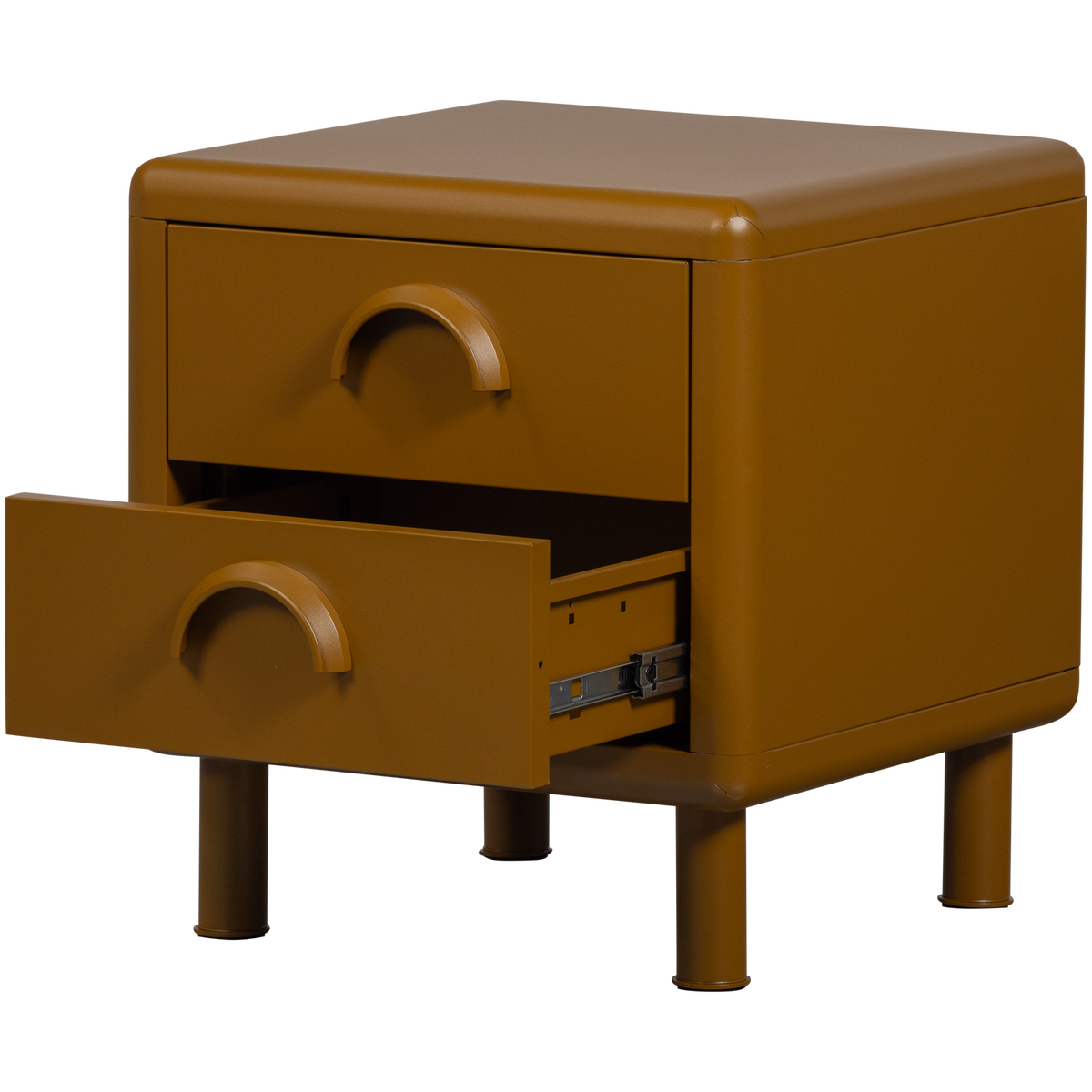 RUNE COMMODE/ TABLE DE CHEVET 2 TIROIRS METAL JAUNE MIEL