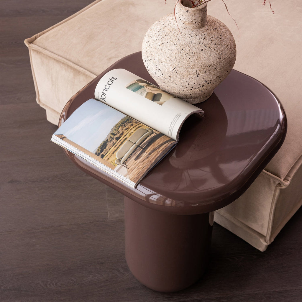 ZAVA TABLE D'APPOINT HAUT BRILLANT BRUN FONCE [fsc]