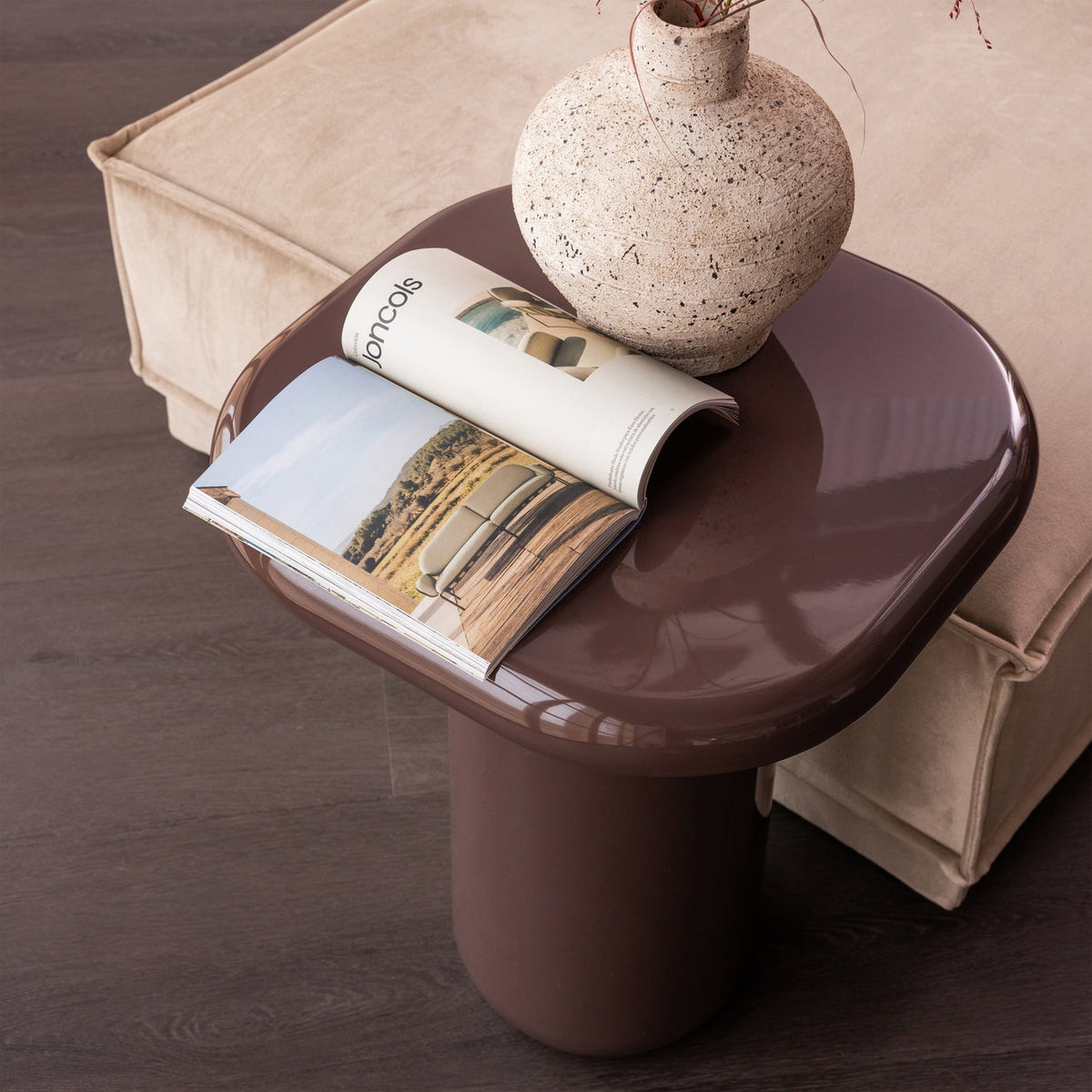 ZAVA TABLE D'APPOINT HAUT BRILLANT BRUN FONCE [fsc]