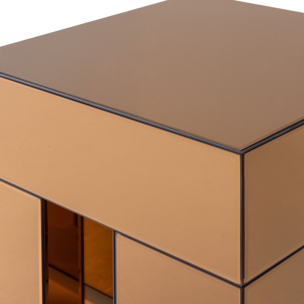 MIRROX TABLE D'APPOINT VERRE MIROIR BRUN [fsc]