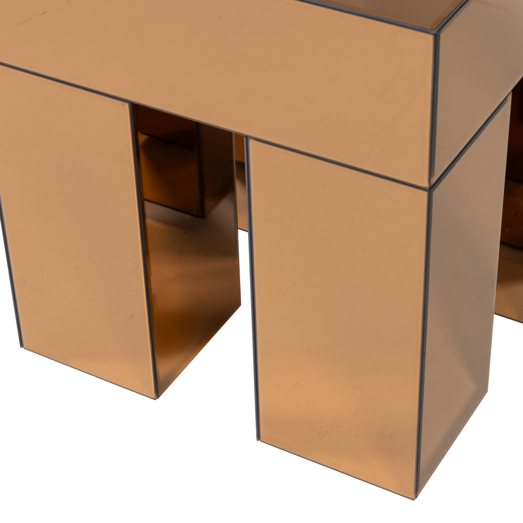 MIRROX TABLE D'APPOINT VERRE MIROIR BRUN [fsc]