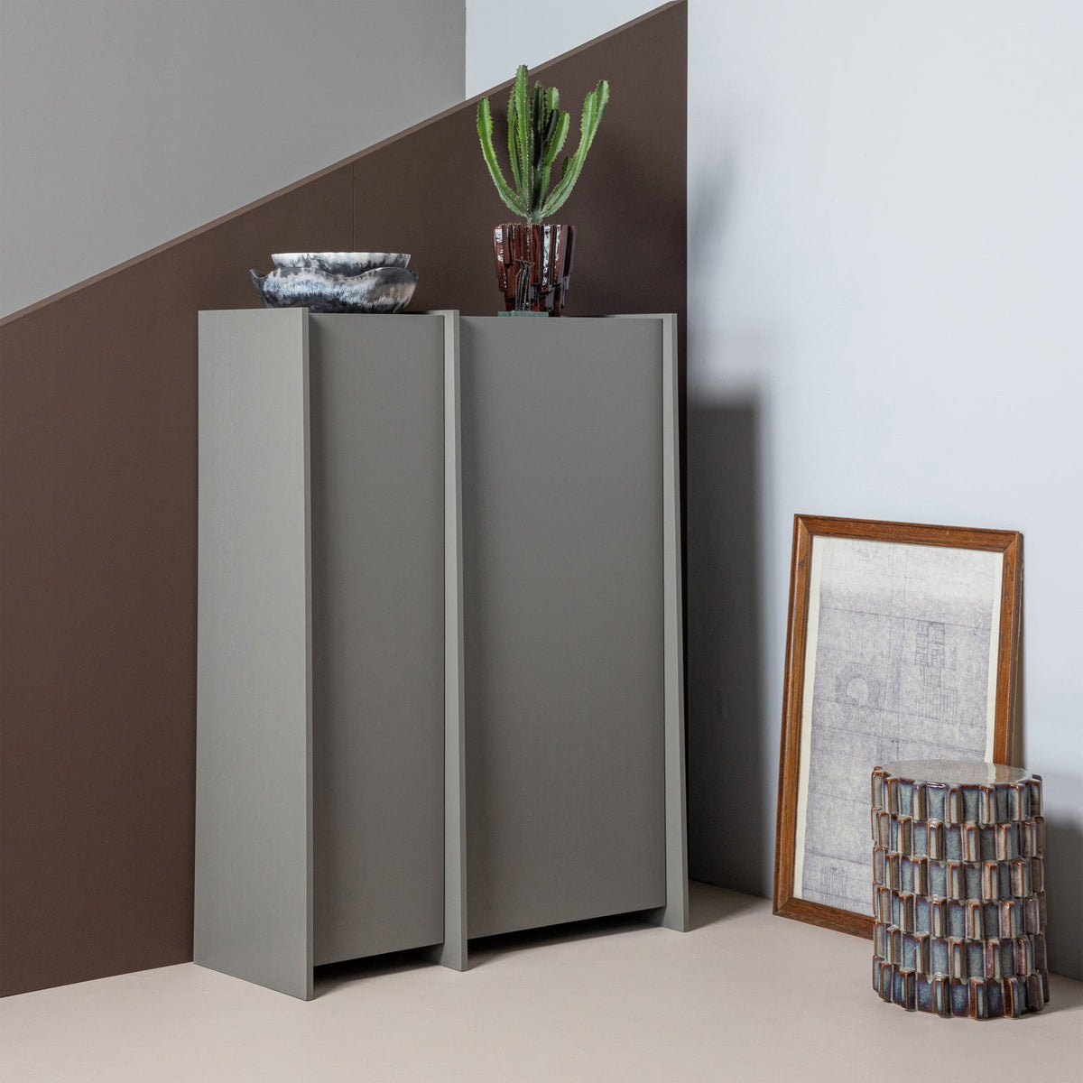 AXU TABLE D'APPOINT CERAMIQUE O35X45 CM GRIS-BLEU