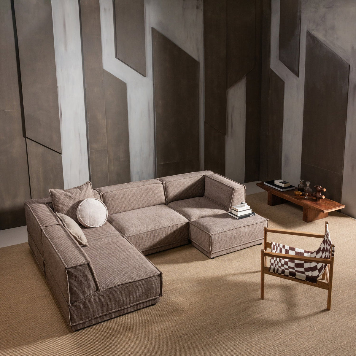 ZANO FAUTEUIL FAUTEUIL BOIS BRUN AVEC ASSISE KELIM NATUREL