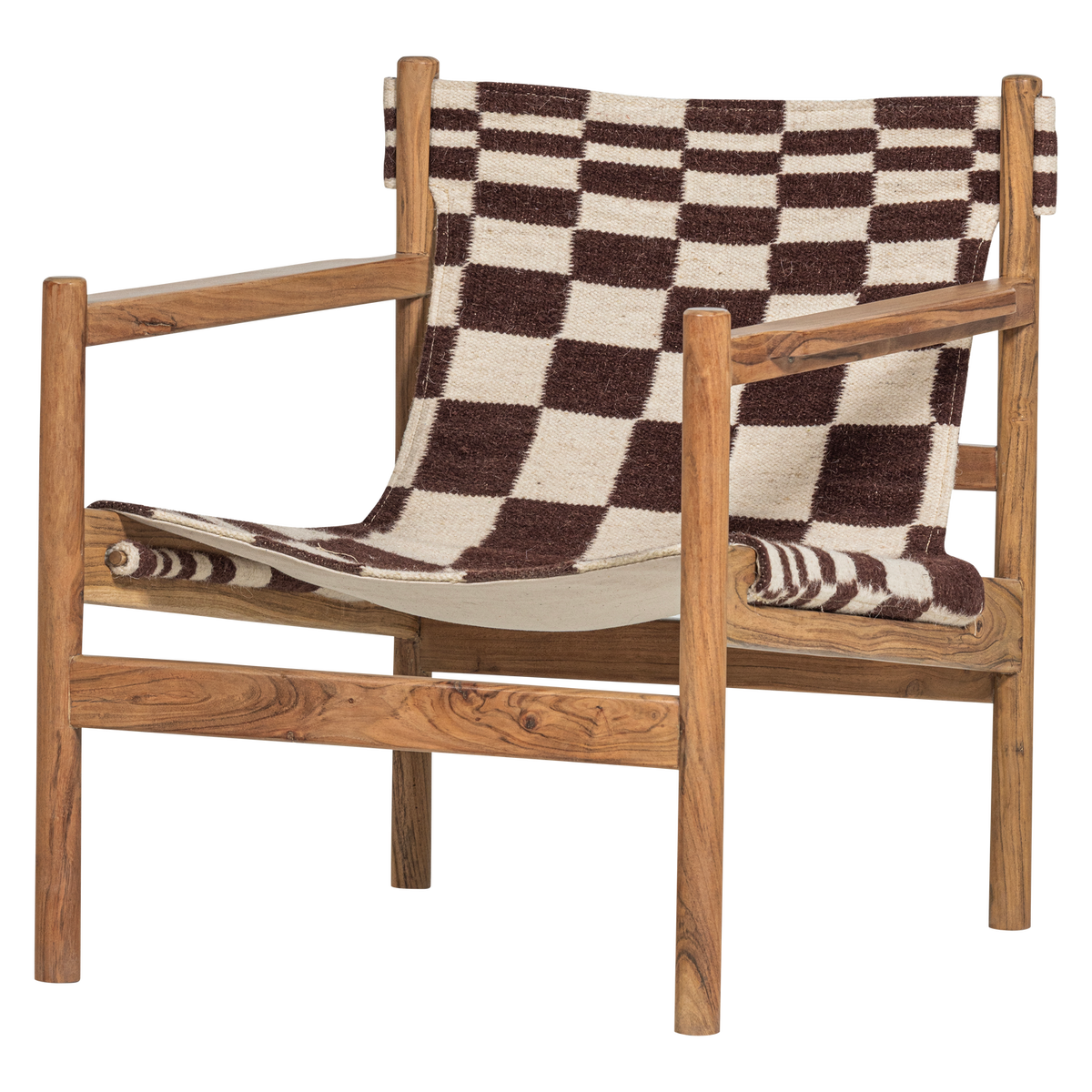 ZANO FAUTEUIL FAUTEUIL BOIS BRUN AVEC ASSISE KELIM NATUREL