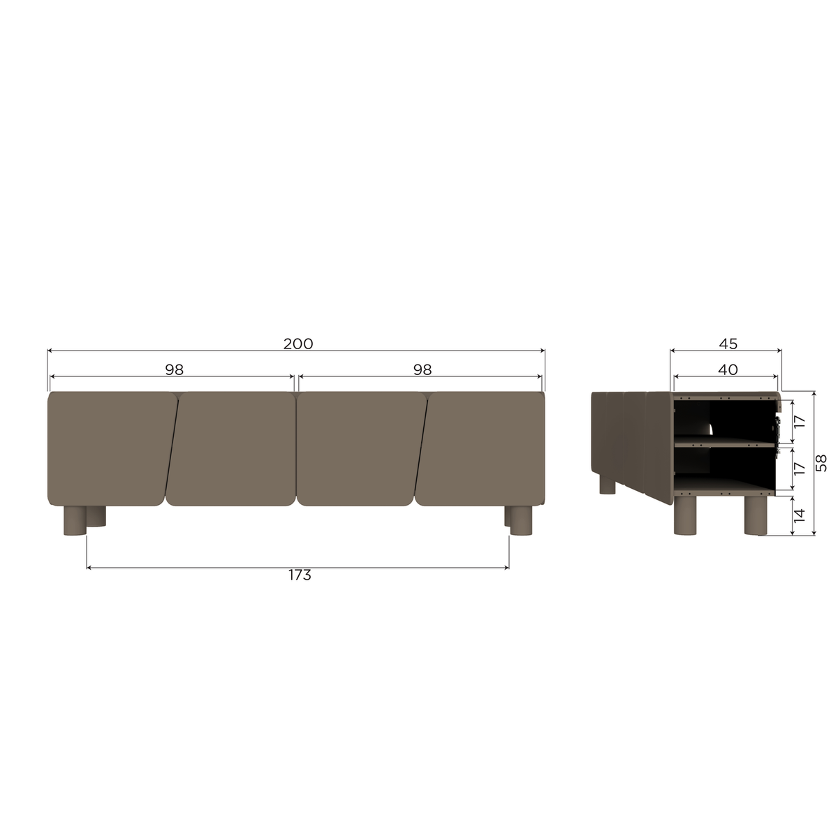 ROOT MEUBLE TV 200 CM PIN TRUFFLE BRUN [fsc]