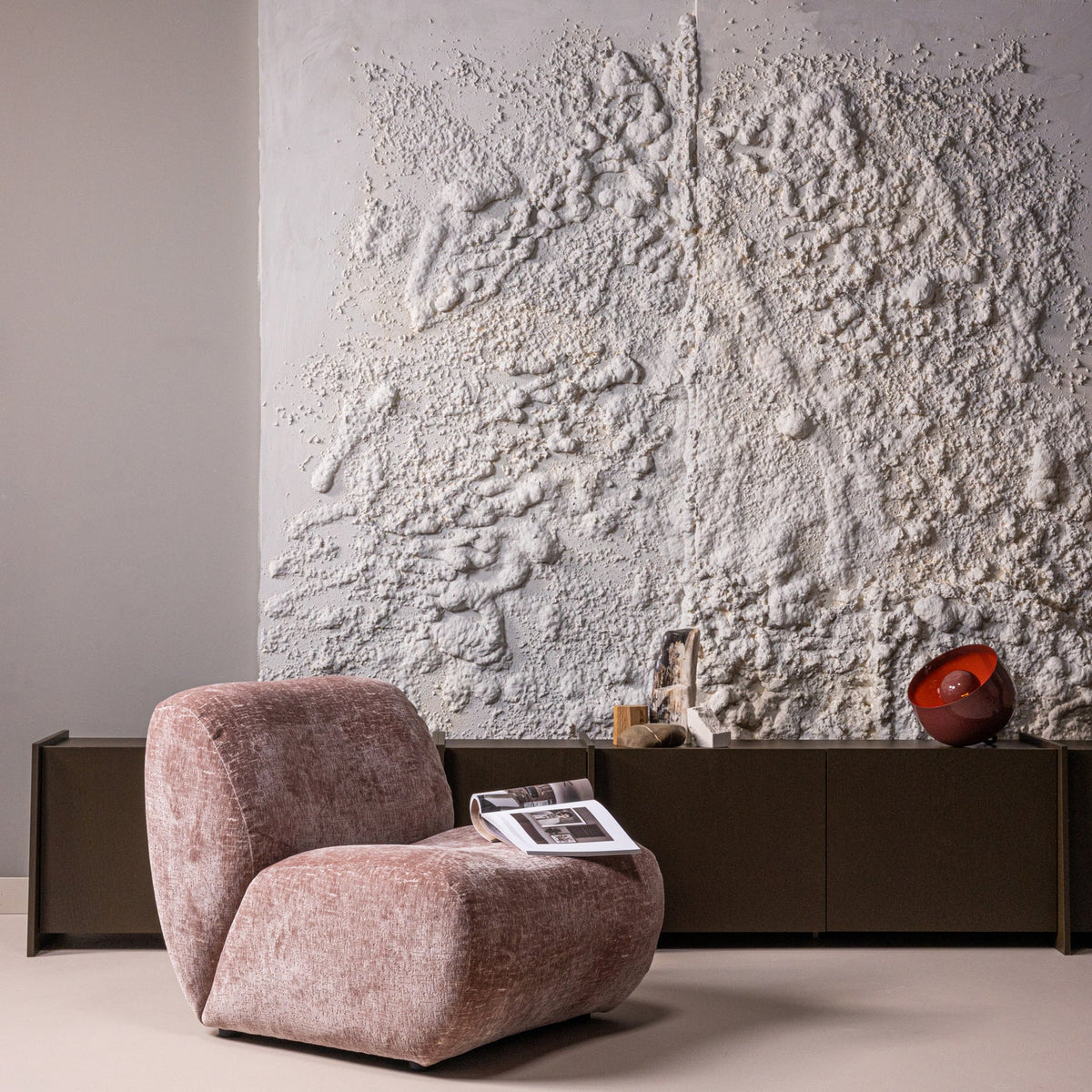 NOMU FAUTEUIL VELOURS CRAQUELE ROSE CLAIR [fsc]