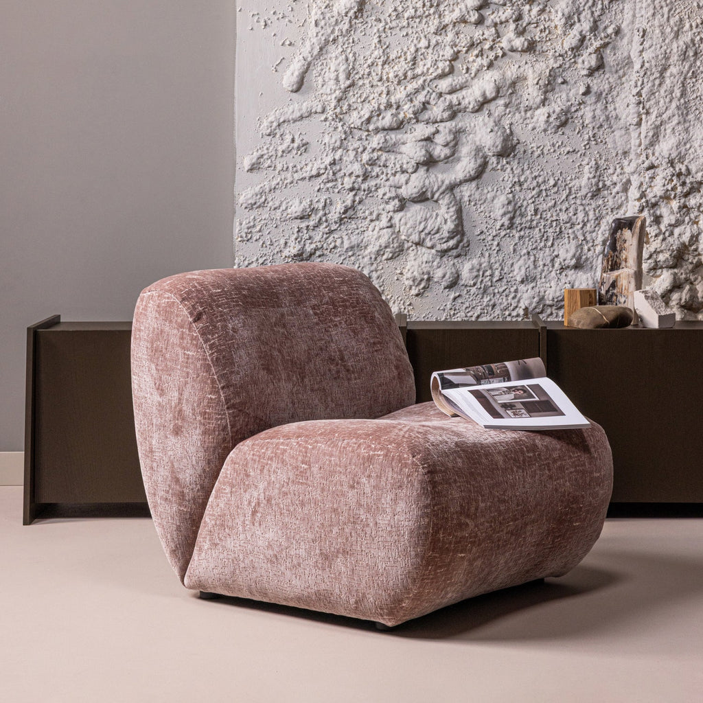 NOMU FAUTEUIL VELOURS CRAQUELE ROSE CLAIR [fsc]
