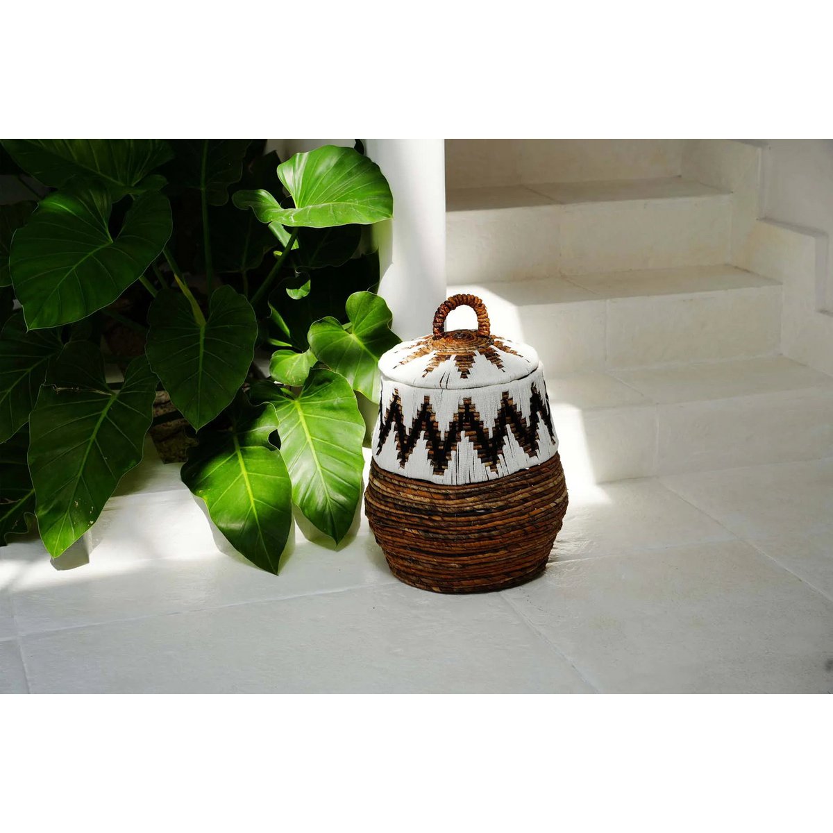Panier en feuille de palmier The Little Bay – Blanc naturel – Taille S | Bazar Bizar