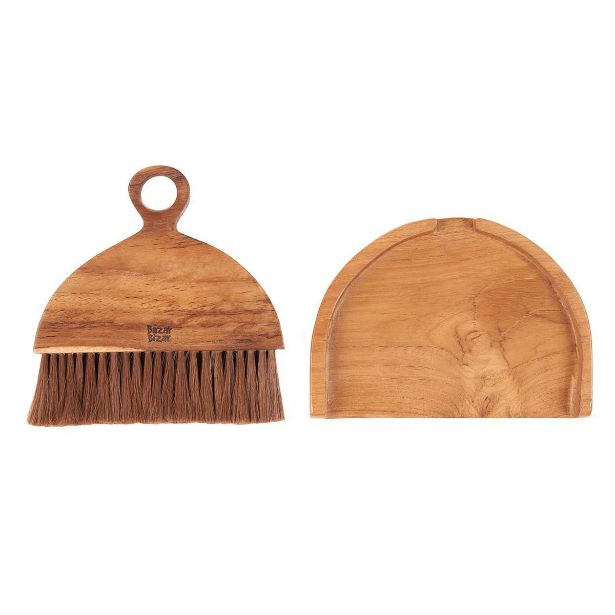 Ensemble balai et pelle en teck Tata – Naturel | Bazar Bizar