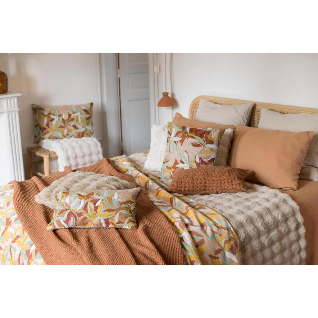 Plaid Maia Cuivre en coton recyclé nid d’abeilles 140 × 200 cm